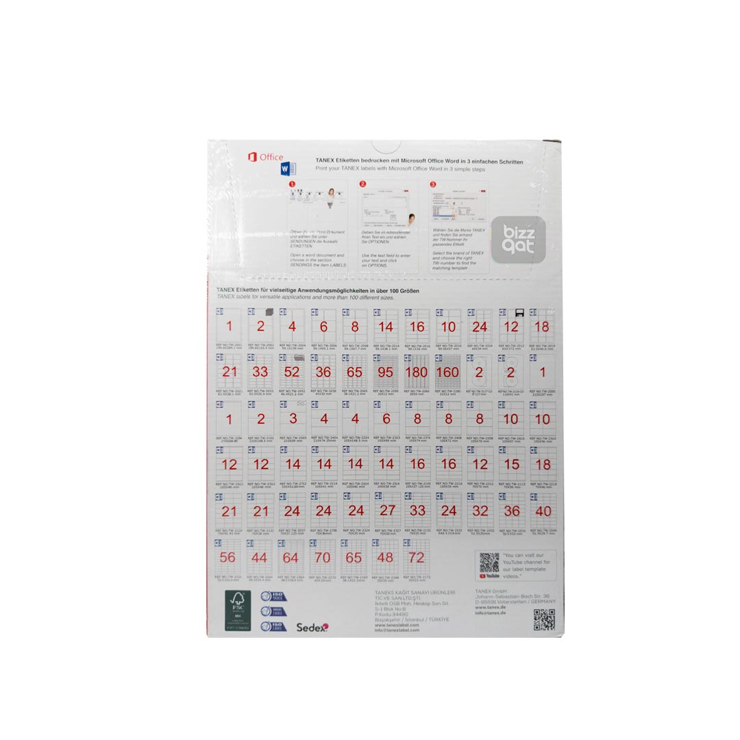 Tanex 4 Labels A4 105X148.5mm TW2204