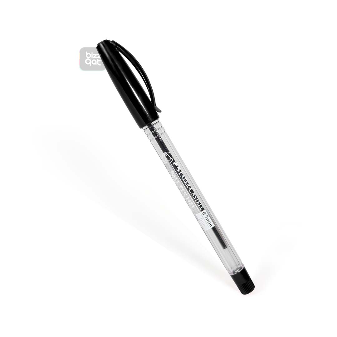 The Faber-Castell Ball Pen 0.7mm Blue FCIN1423/50B is a ballpoint pen that is commonly used for everyday writing tasks. Here are the specifications: Pen type: Ballpoint pen Pen point size: 0.7 mm Ink color: Black Material: Plastic Quantity: Sold individually or in packs of multiple pens
