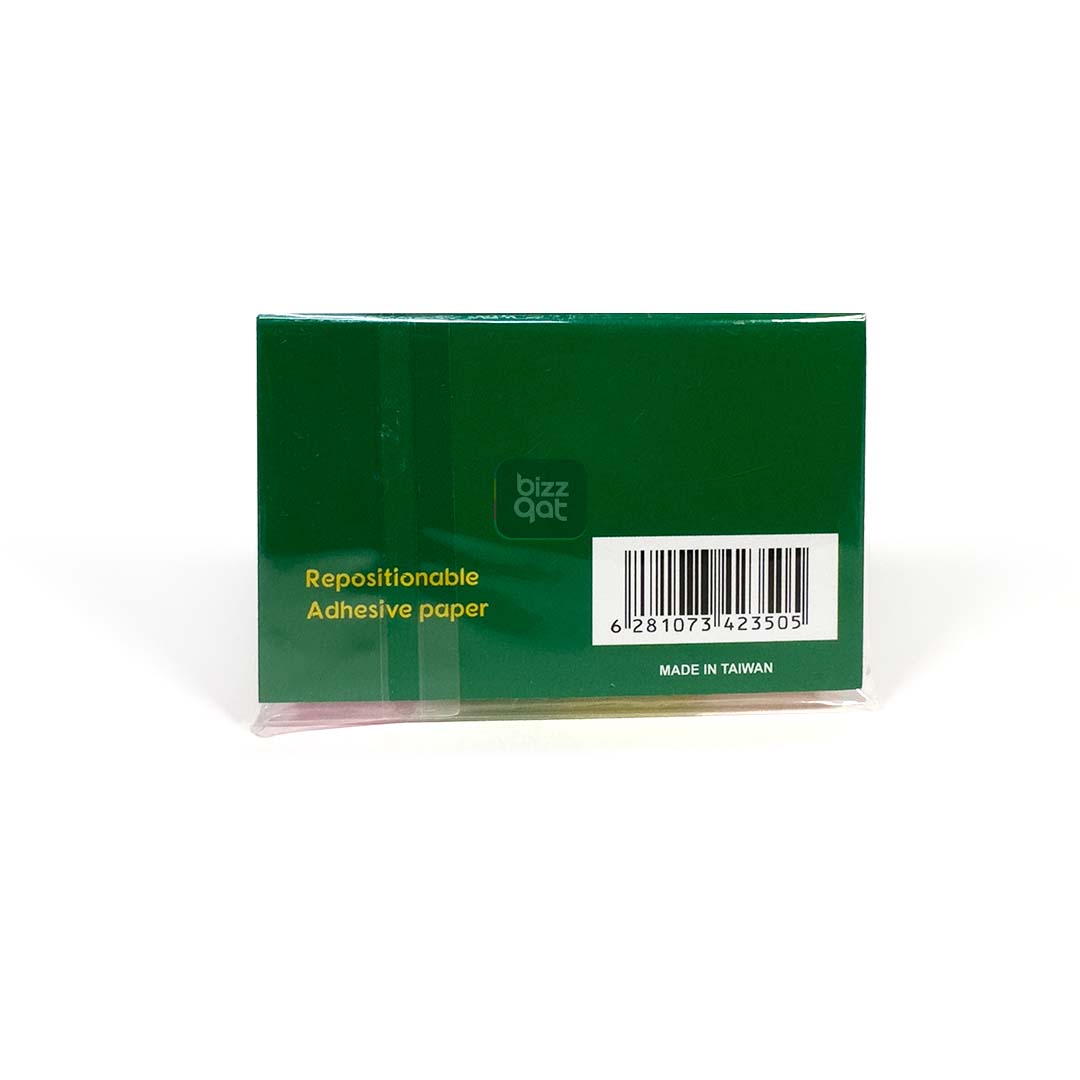 The specifications for the Fantastick Indx Ppr Self Adh 4C Box= 24 are as follows: Type: self-adhesive index paper Colors: 4 (yellow, green, blue, pink) Quantity: 24 packs per box Sheets per pack: 200 Sheet size: 50mm x 20mm Material: paper with adhesive backing
