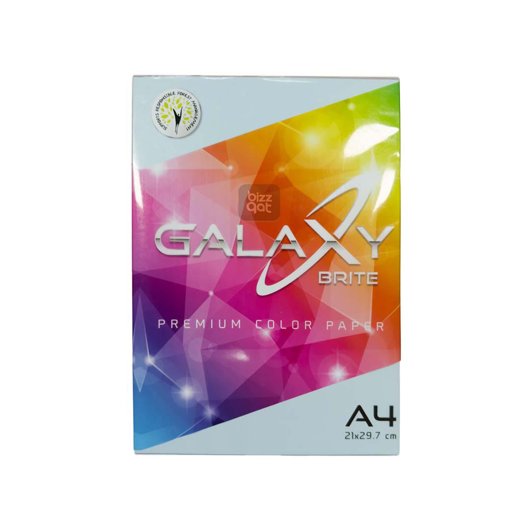 Galaxy A4 Blue Color Paper Ream has the following specifications: Paper Type: Colored Paper Brand: Galaxy Size: A4 (210mm x 297mm) Color: Blue Weight: 80gsm Finish: Smooth Quantity: 500 sheets per ream Packaging: Comes in a ream-wrapped package