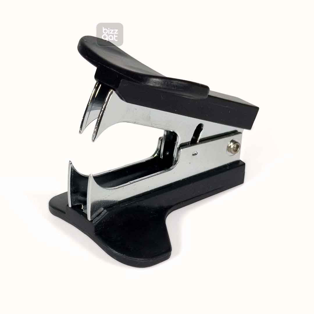 Kangaro Stapler Remover KILSRWL45: Staple type: Standard and mini staples Material: Plastic body with metal jaws Color: Black Dimensions: 8 x 1.5 x 1.5 cm Weight: 9 g