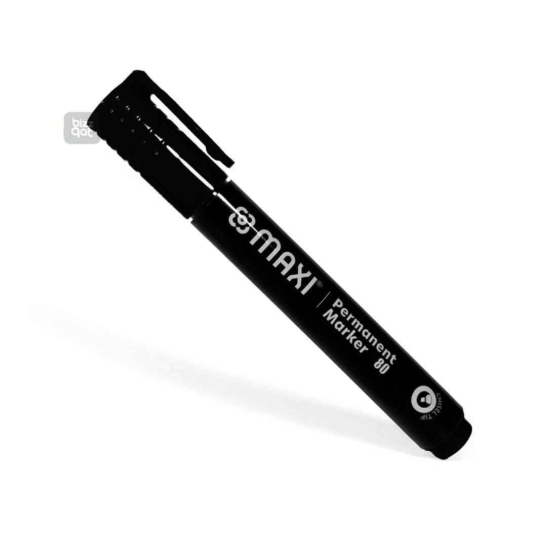 Maxi Permanent Marker Black Chisel MX-80BL10 or any other similar marker: Color: Black Tip type: Chisel tip Ink type: Permanent, waterproof and fade-resistant ink Ink color: Black