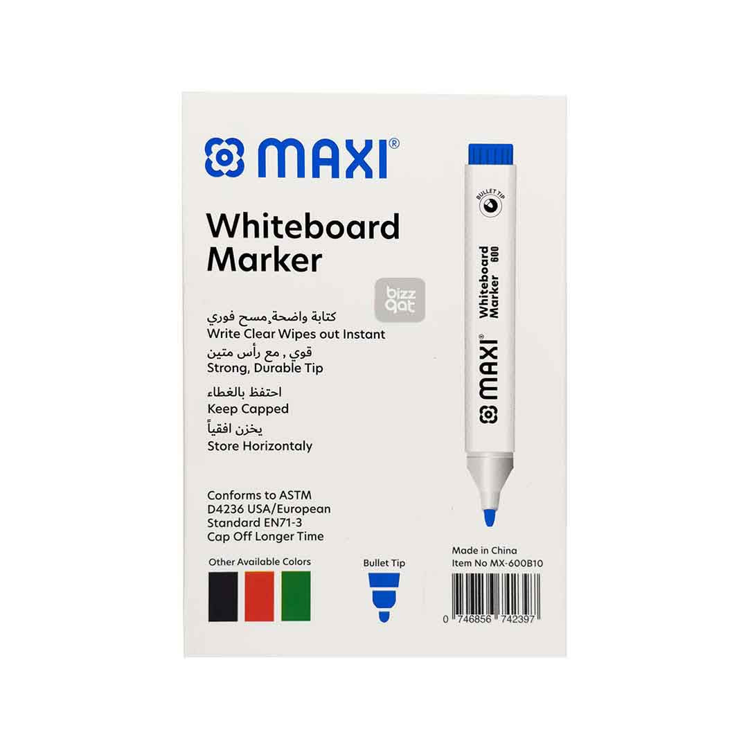 Maxi White Board Marker Blue MX-600B10: Product name: Maxi White Board Marker Blue MX-600B10 Fine bullet tip for creating precise lines Ink color: Blue