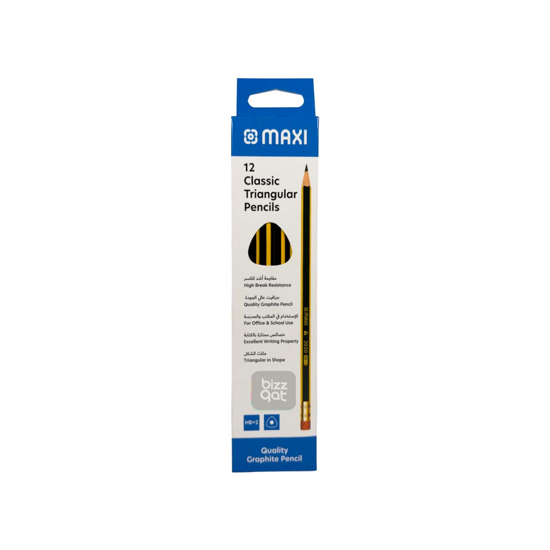 The Maxi 2020HB Pencil MX-2020HB is a standard pencil used for writing and drawing. Here are the specifications: Type: Standard pencil Lead Grade: HB Length: Approximately 19 cm (7.5 inches) Diameter: Approximately 7 mm (0.28 inches) Material: Wood casing with graphite lead