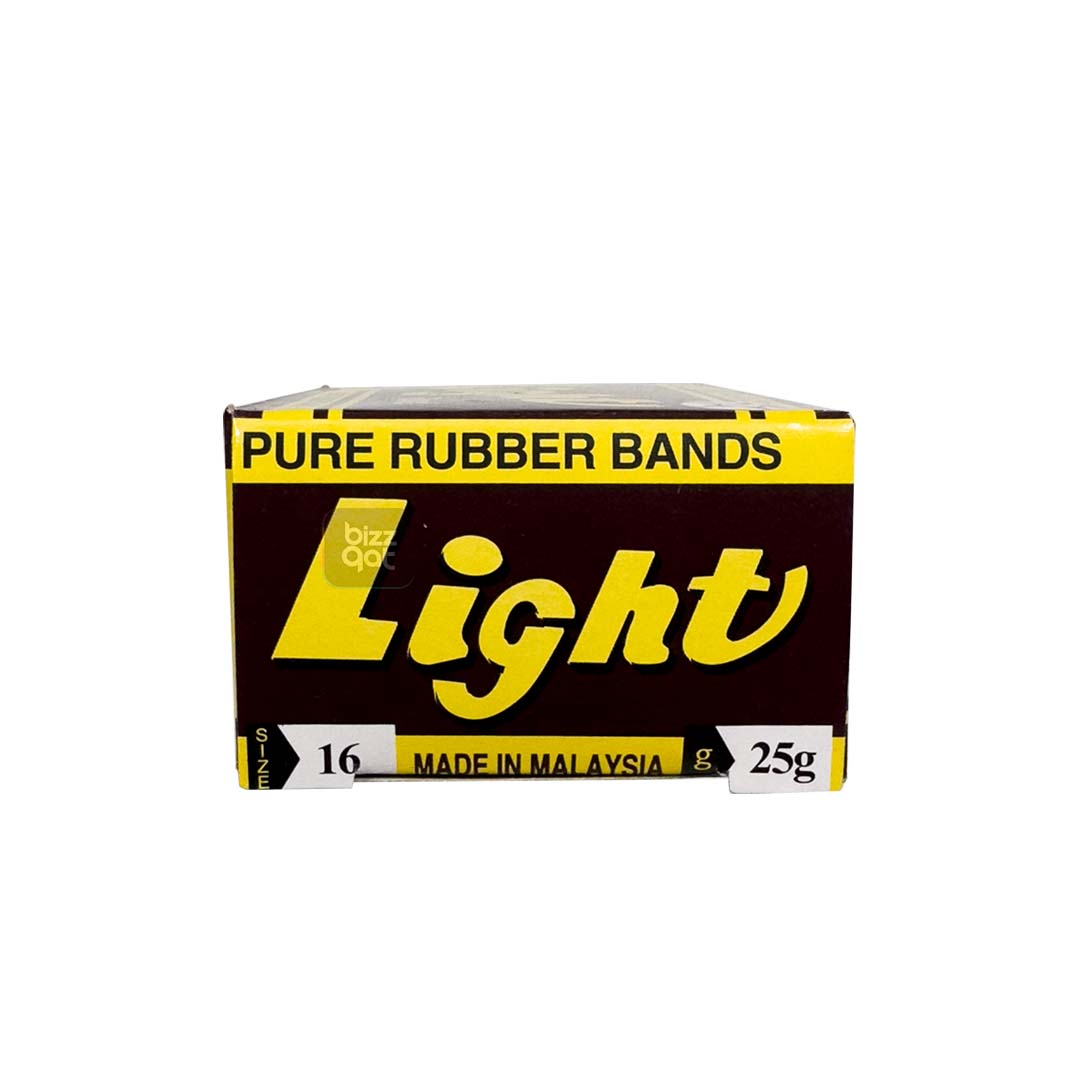 LIGHT RUBBER BAND 16/25G: Size: 16/25G Length: Approximately 70mm (unstretched) Width: Approximately 1.5mm Color: Natural (beige) Material: Natural rubber latex
