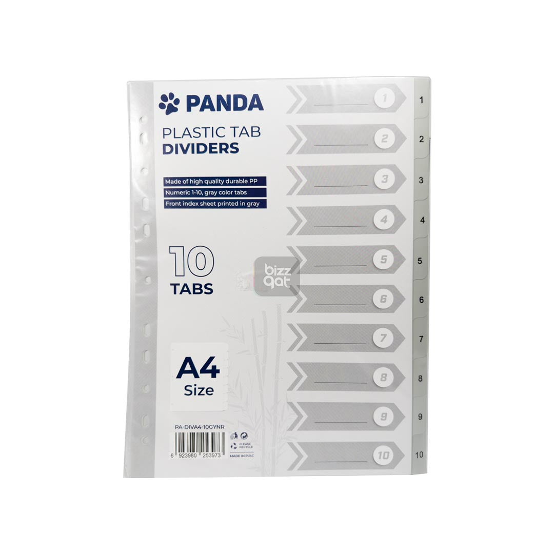 PANDA DIVIDERS GRAY PP A4 1-10 W/PRINT