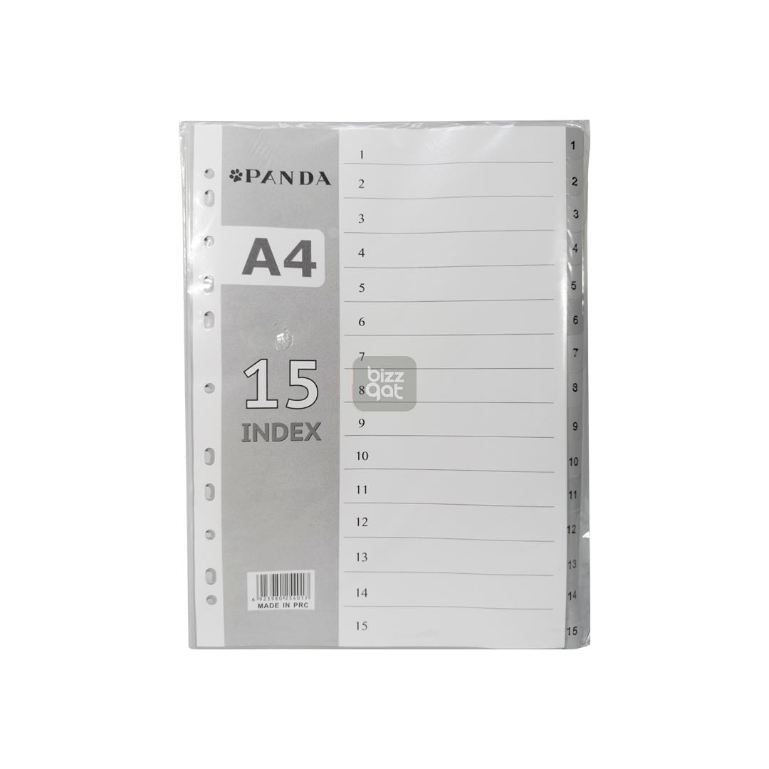 PANDA DIVIDERS GRAY PP A4 1-15 W/PRINT