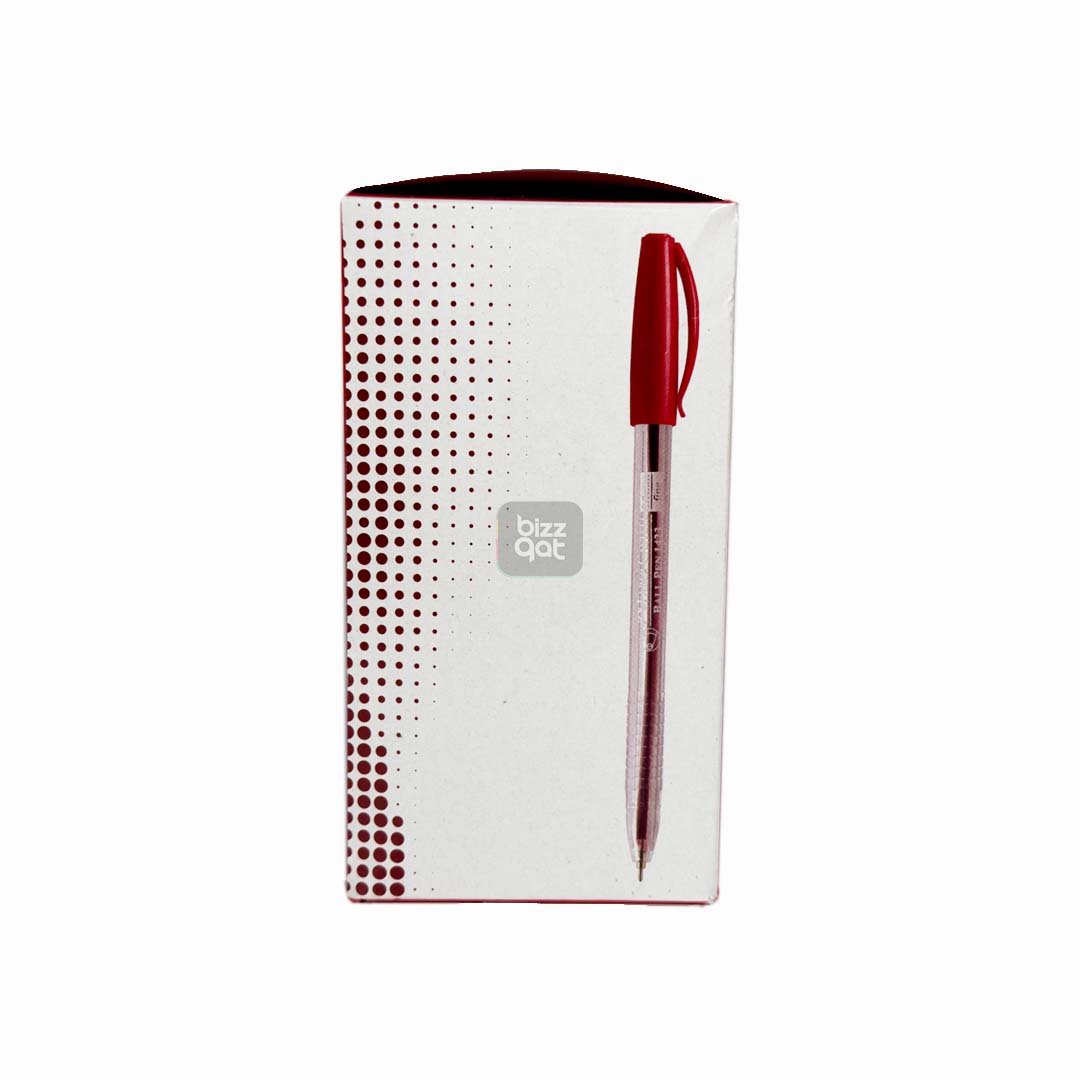 The Faber-Castell FCIN1423/50R is a ballpoint pen that comes with a red ink color. Here are the specifications:  Pen type: Ballpoint pen Pen point size: 0.7 mm Ink color: Red Material: Plastic Quantity: Sold individually or in packs of multiple pens