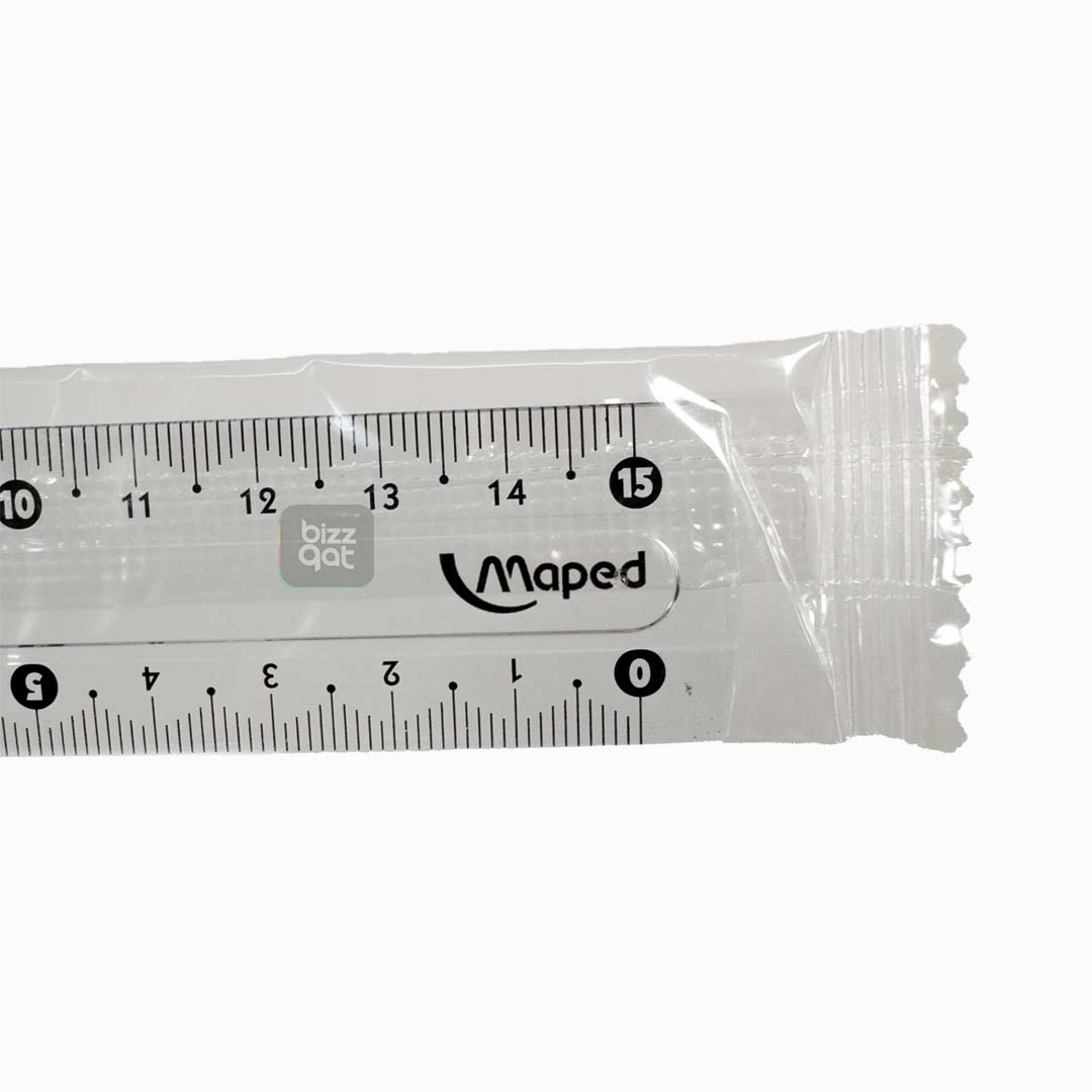 Maped Ruler Study Unbreakable 15cm BX 25pcs are as follows:  Length: 15cm (6 inches) Quantity: 25 rulers per box Material: Unbreakable plastic Color: Clear with black markings Accuracy: Graduated in millimeters and centimeters Features: Shatterproof and flexible for safe and durable use Brand: Maped