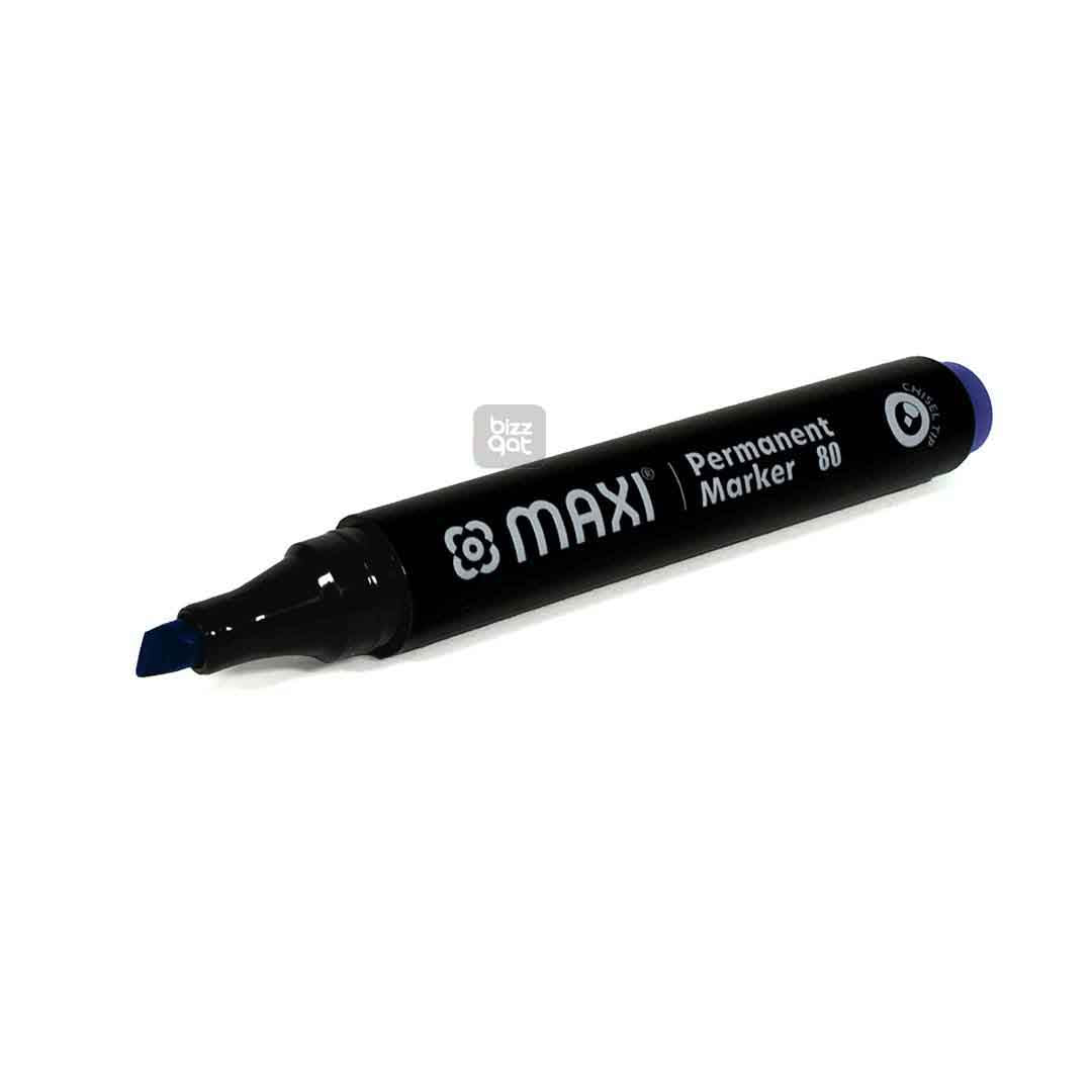 Maxi Permanent Marker Blue Chisel MX-80B10:  Color: Blue Tip type: Chisel tip Ink type: Permanent, waterproof, and fade-resistant ink Ink color: Blue