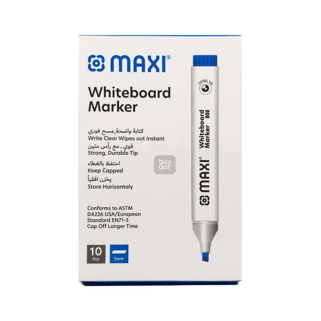 Maxi White Board Marker Blue Chisel MX-800B10:  Product name: Maxi White Board Marker Blue Chisel MX-800B10 Chisel tip for creating both thin and thick lines Ink color: Blue