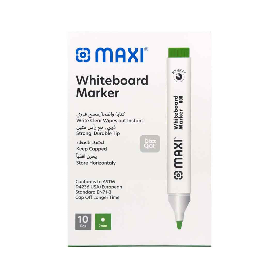 Maxi White Board Marker Green MX-600G10:  Product name: Maxi White Board Marker Green MX-600G10 Fine bullet tip for creating precise lines Ink color: Green