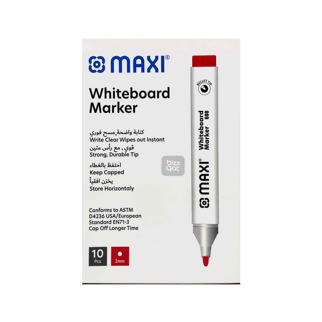 MAXI Whiteboard Marker Red MX-600R10:  Product name: MAXI Whiteboard Marker Red MX-600R10 Bullet tip for creating thin lines Ink color: Red