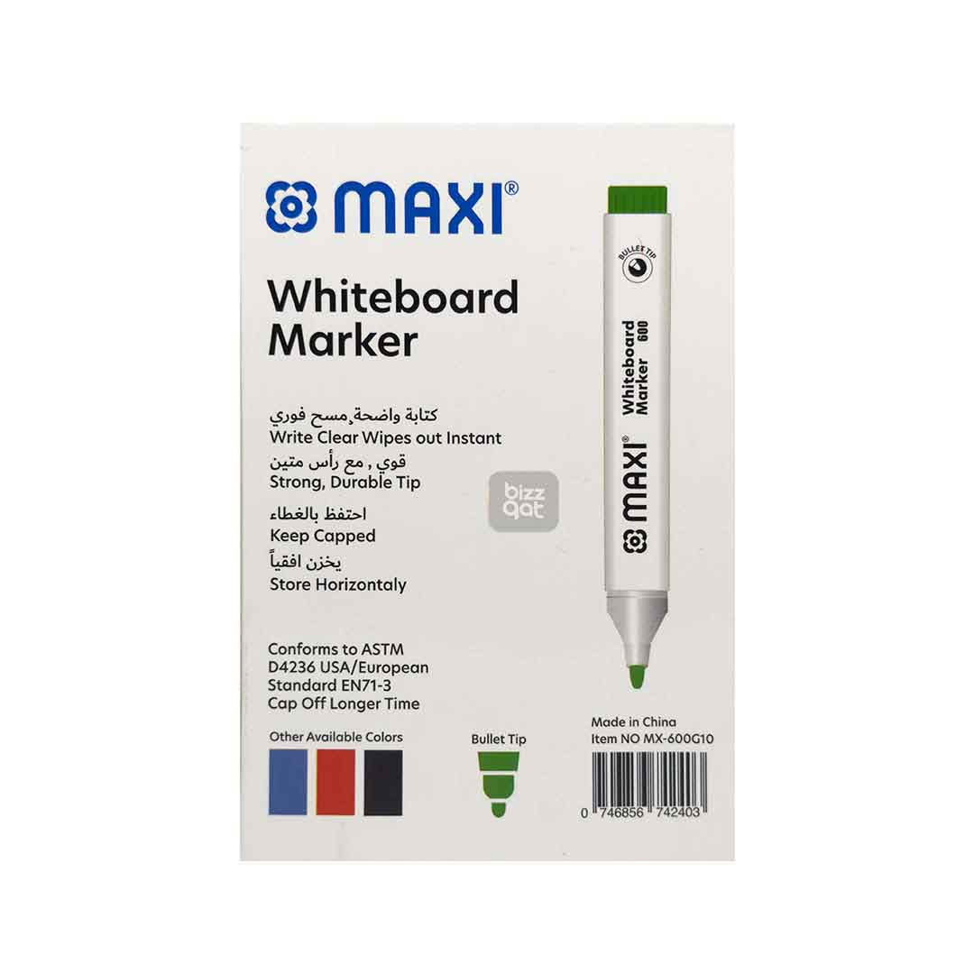 Maxi White Board Marker Green MX-600G10:  Product name: Maxi White Board Marker Green MX-600G10 Fine bullet tip for creating precise lines Ink color: Green