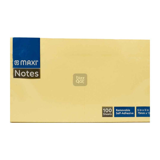 Product Type: Sticky notes Color: Yellow Size: 75mm x 125mm Quantity: 100 sheets per pad Adhesive Type: Standard adhesive Additional Features: Easy to peel and stick, repositionable, recyclable