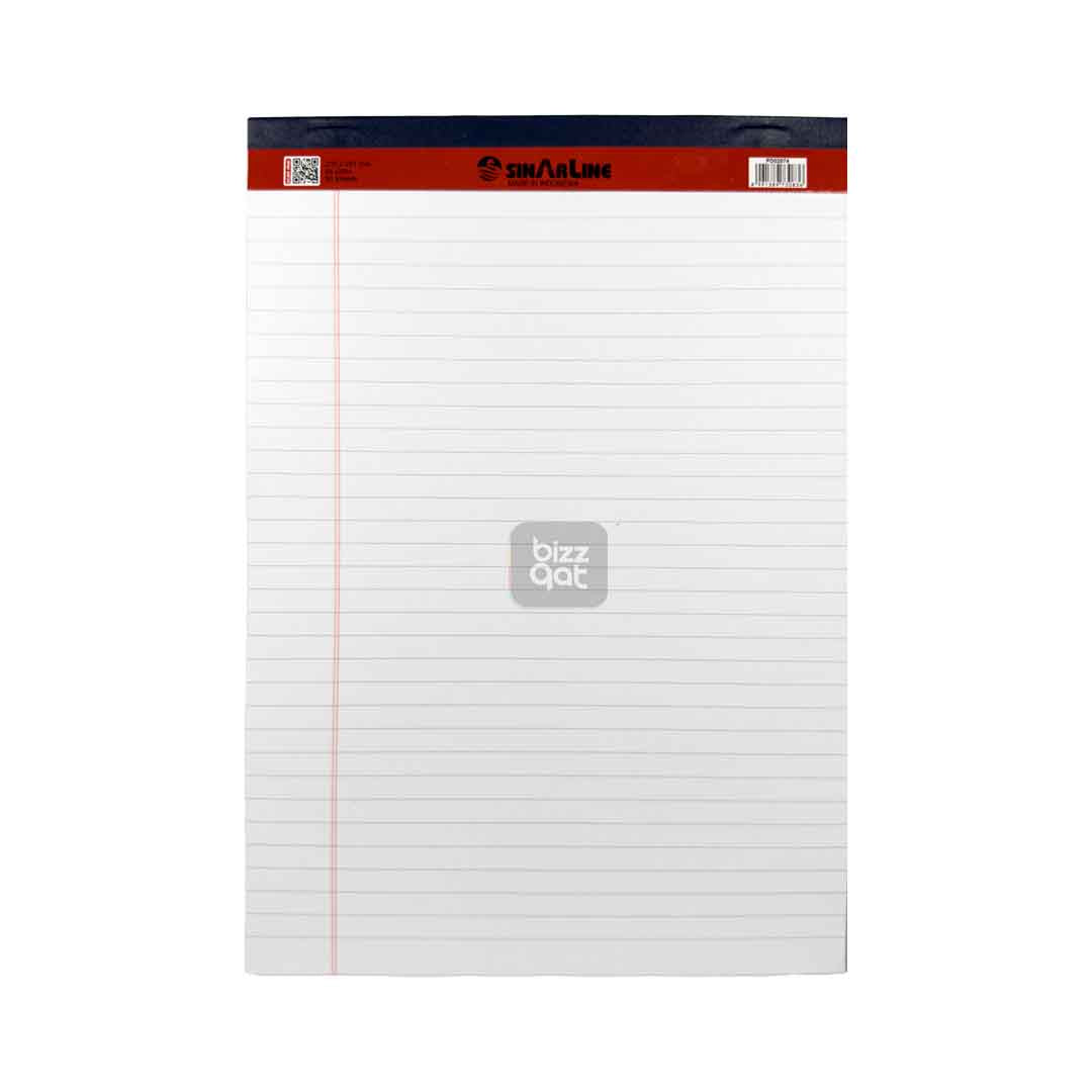 The Sinarline Legal Pad A4 White PD02074 is a high-quality writing pad suitable for use in professional and academic settings. Here are the specifications:  Brand: Sinarline Model: PD02074 Size: A4 (210mm x 297mm) Sheets: 50 sheets per pad Paper weight: 70gsm Paper color: White Rule type: Feint ruled Margin type: Margin ruled Binding: Head stapled