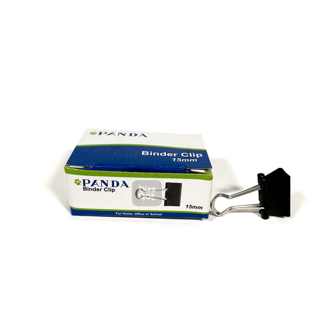 PANDA BINDER CLIPS 15MM 3/5"" PD-BC15, Material: metal (typically steel or nickel-plated steel) Size: 15mm width (or approximately 3/5 inch) Capacity: can hold up to a certain number of sheets of paper (this can vary depending on the specific clip) Color: black Quantity: sold in packages of 12pcs