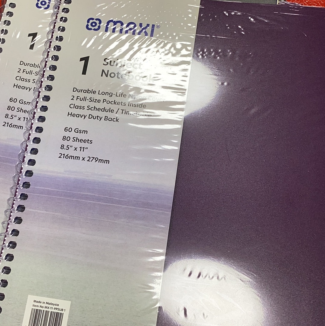 MAXI 80SH PP SUB1 NOTEBOOK 11X8.5 48P/CT