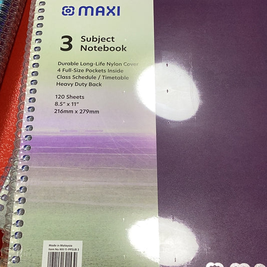 MAXI 120SH PP SUB3 NOTEBOOK 11X8.5 30P/C