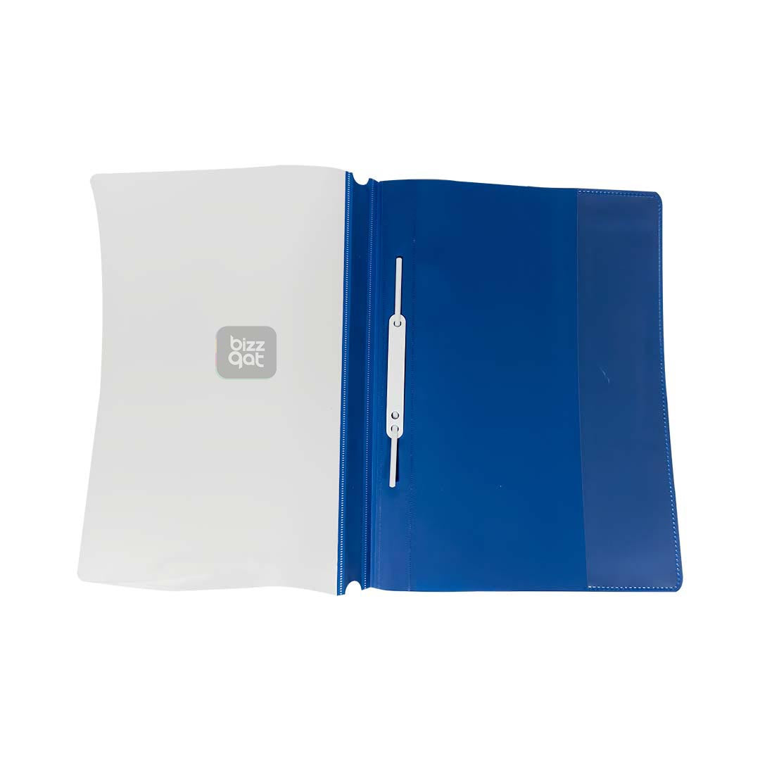 Maxi Report File A4 BLUE MX-RPFB:  Product type: Report file folder Size: A4 Color: Blue Material: Polypropylene Features: Clear cover for easy visibility of contents, opaque back cover for added protection, inner pockets for holding loose papers, business cards, or CDs Capacity: Holds up to 50 sheets of A4 paper (80 gsm)