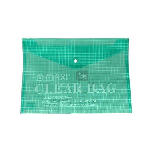 My Clear Bag GREEN MAXI MXCBGF:  Product Name: My Clear Bag GREEN MAXI MXCBGF  Brand: Maxi  Model Number: MXCBGF  Color: Green  Material: PVC  Size: 11" x 6" x 2.5" (28cm x 15cm x 6cm)