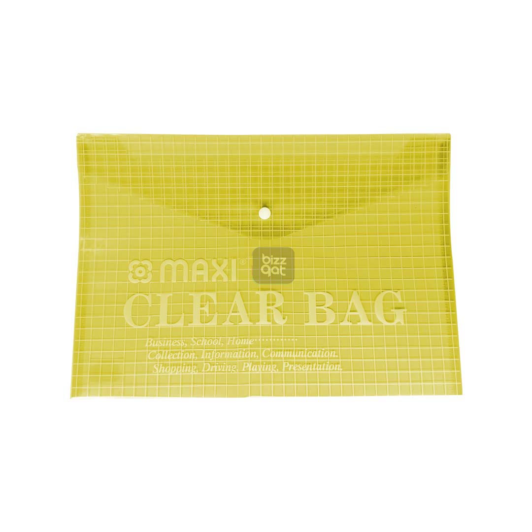 My Clear Bag Maxi YELLOW MXCBYF:  Product Name: My Clear Bag Maxi YELLOW MXCBYF  Brand: Maxi  Model Number: MXCBYF  Color: Yellow  Material: PVC  Size: 11" x 6" x 2.5" (28cm x 15cm x 6cm)