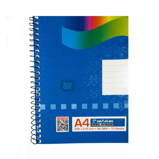 Specifications for the Side Spiral A4 Sinarline 70S SP03851 PTSIDESPIRAL:  Paper Size: A4 (210mm x 297mm) Paper Type: Ruled paper with margin Paper Weight: 70gsm Binding Type: Side spiral binding Number of Pages: 70 sheets (140 pages)